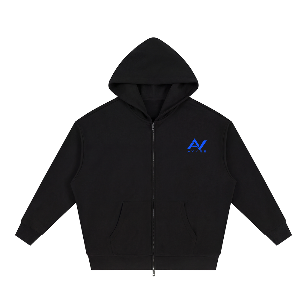 Unisex Loose Solid Full Zip Hoodie